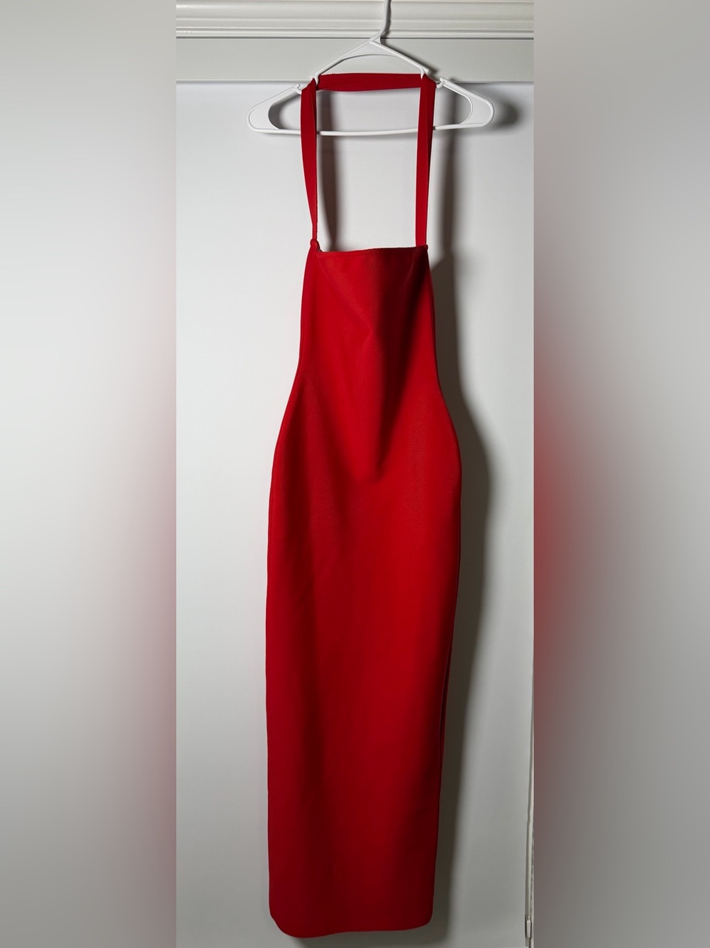 Elegant Red Halter Midi Dress